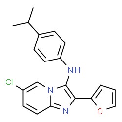 ChemSpider 2D Image | 6-Chloro-2-(2-furyl)-N-(4-isopropylphenyl)imidazo[1,2-a]pyridin-3-amine | C20H18ClN3O