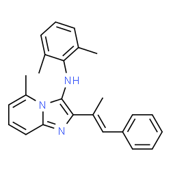 ChemSpider 2D Image | N-(2,6-Dimethylphenyl)-5-methyl-2-[(1E)-1-phenyl-1-propen-2-yl]imidazo[1,2-a]pyridin-3-amine | C25H25N3
