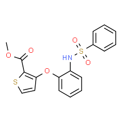 ChemSpider 2D Image | Methyl 3-{2-[(phenylsulfonyl)amino]phenoxy}-2-thiophenecarboxylate | C18H15NO5S2