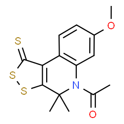 ChemSpider 2D Image | 1H-1,2-Dithiolo[3,4-c]quinoline, 5-acetyl-7-methoxy-4,4-dimethyl-1-thioxo- | C15H15NO2S3