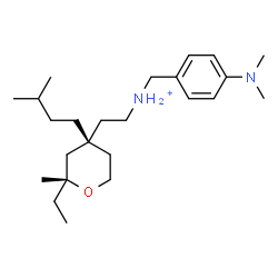 ChemSpider 2D Image | N-[4-(Dimethylamino)benzyl]-2-[(2R,4R)-2-ethyl-2-methyl-4-(3-methylbutyl)tetrahydro-2H-pyran-4-yl]ethanaminium | C24H43N2O