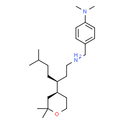 ChemSpider 2D Image | (3S)-N-[4-(Dimethylamino)benzyl]-3-[(4S)-2,2-dimethyltetrahydro-2H-pyran-4-yl]-6-methyl-1-heptanaminium | C24H43N2O