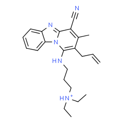 ChemSpider 2D Image | 3-[(2-Allyl-4-cyano-3-methylpyrido[1,2-a]benzimidazol-1-yl)amino]-N,N-diethyl-1-propanaminium | C23H30N5
