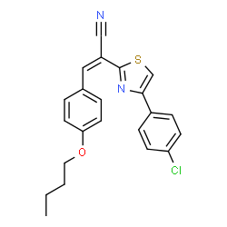 ChemSpider 2D Image | 3-(4-Butoxy-phenyl)-2-[4-(4-chloro-phenyl)-thiazol-2-yl]-acrylonitrile | C22H19ClN2OS