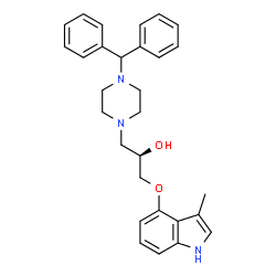 ChemSpider 2D Image | (2R)-1-[4-(Diphenylmethyl)-1-piperazinyl]-3-[(3-methyl-1H-indol-4-yl)oxy]-2-propanol | C29H33N3O2