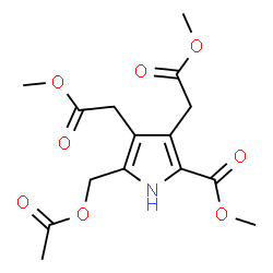 ChemSpider 2D Image | Methyl 5-(acetoxymethyl)-3,4-bis(2-methoxy-2-oxoethyl)-1H-pyrrole-2-carboxylate | C15H19NO8
