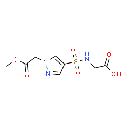 ChemSpider 2D Image | N-{[1-(2-Methoxy-2-oxoethyl)-1H-pyrazol-4-yl]sulfonyl}glycine | C8H11N3O6S