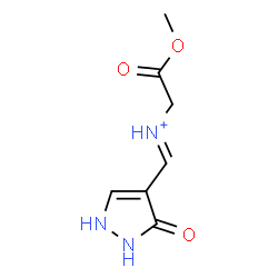 ChemSpider 2D Image | (E)-N-(2-Methoxy-2-oxoethyl)(3-oxo-2,3-dihydro-1H-pyrazol-4-yl)methaniminium | C7H10N3O3