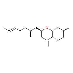ChemSpider 2D Image | (2R,4aR,7R,8aR)-2-[(2S)-2,6-Dimethyl-5-hepten-1-yl]-7-methyl-4-methyleneoctahydro-2H-chromene | C20H34O