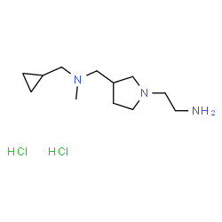 ChemSpider 2D Image | 2-(3-{[(Cyclopropylmethyl)(methyl)amino]methyl}-1-pyrrolidinyl)ethanamine dihydrochloride | C12H27Cl2N3