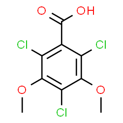 ChemSpider 2D Image | 2,4,6-Trichloro-3,5-dimethoxybenzoic acid  | C9H7Cl3O4