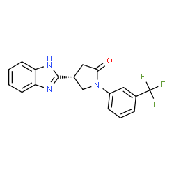 ChemSpider 2D Image | (4R)-4-(1H-Benzimidazol-2-yl)-1-[3-(trifluoromethyl)phenyl]-2-pyrrolidinone | C18H14F3N3O
