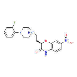 ChemSpider 2D Image | 4-(2-Fluorophenyl)-1-{2-[(2R)-7-nitro-3-oxo-3,4-dihydro-2H-1,4-benzoxazin-2-yl]ethyl}piperazin-1-ium | C20H22FN4O4