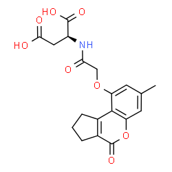 ChemSpider 2D Image | N-{[(7-Methyl-4-oxo-1,2,3,4-tetrahydrocyclopenta[c]chromen-9-yl)oxy]acetyl}-L-aspartic acid | C19H19NO8