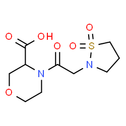 ChemSpider 2D Image | 4-[(1,1-Dioxido-1,2-thiazolidin-2-yl)acetyl]-3-morpholinecarboxylic acid | C10H16N2O6S