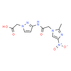 ChemSpider 2D Image | (3-{[(2-Methyl-4-nitro-1H-imidazol-1-yl)acetyl]amino}-1H-pyrazol-1-yl)acetic acid | C11H12N6O5