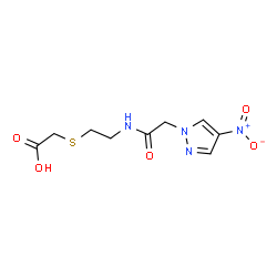 ChemSpider 2D Image | [(2-{[(4-Nitro-1H-pyrazol-1-yl)acetyl]amino}ethyl)sulfanyl]acetic acid | C9H12N4O5S