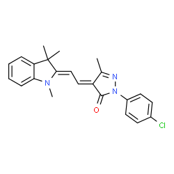 ChemSpider 2D Image | (4E)-2-(4-Chlorophenyl)-5-methyl-4-[(2Z)-2-(1,3,3-trimethyl-1,3-dihydro-2H-indol-2-ylidene)ethylidene]-2,4-dihydro-3H-pyrazol-3-one | C23H22ClN3O
