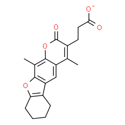 ChemSpider 2D Image | 3-(4,11-Dimethyl-2-oxo-6,7,8,9-tetrahydro-2H-[1]benzofuro[3,2-g]chromen-3-yl)propanoate | C20H19O5