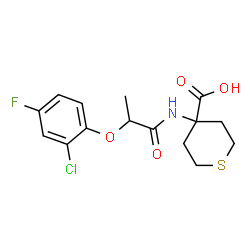 ChemSpider 2D Image | 4-{[2-(2-Chloro-4-fluorophenoxy)propanoyl]amino}tetrahydro-2H-thiopyran-4-carboxylic acid | C15H17ClFNO4S