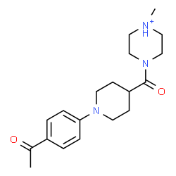 ChemSpider 2D Image | 4-{[1-(4-Acetylphenyl)-4-piperidinyl]carbonyl}-1-methylpiperazin-1-ium | C19H28N3O2