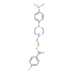 ChemSpider 2D Image | 1-{2-[(4-Fluorobenzoyl)oxy]ethyl}-4-(4-nitrophenyl)piperazin-1-ium | C19H21FN3O4