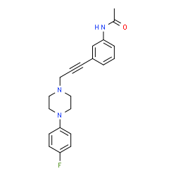 ChemSpider 2D Image | N-(3-{3-[4-(4-Fluorophenyl)-1-piperazinyl]-1-propyn-1-yl}phenyl)acetamide | C21H22FN3O