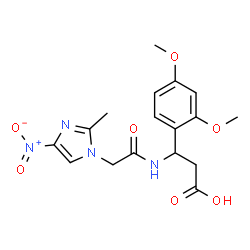 ChemSpider 2D Image | 3-(2,4-Dimethoxyphenyl)-3-{[(2-methyl-4-nitro-1H-imidazol-1-yl)acetyl]amino}propanoic acid | C17H20N4O7