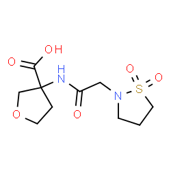 ChemSpider 2D Image | 3-{[(1,1-Dioxido-1,2-thiazolidin-2-yl)acetyl]amino}tetrahydro-3-furancarboxylic acid | C10H16N2O6S