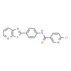 ChemSpider 2D Image | 6-Chloro-N-[4-([1,3]thiazolo[5,4-b]pyridin-2-yl)phenyl]nicotinamide | C18H11ClN4OS