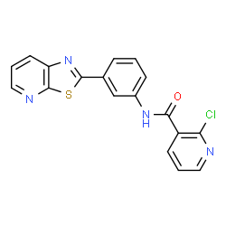 ChemSpider 2D Image | 2-Chloro-N-[3-([1,3]thiazolo[5,4-b]pyridin-2-yl)phenyl]nicotinamide | C18H11ClN4OS