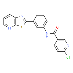 ChemSpider 2D Image | 6-Chloro-N-[3-([1,3]thiazolo[5,4-b]pyridin-2-yl)phenyl]nicotinamide | C18H11ClN4OS