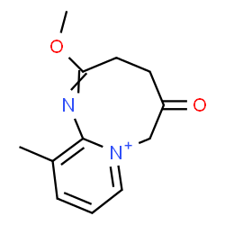 ChemSpider 2D Image | 2-Methoxy-11-methyl-5-oxo-3,4,5,6-tetrahydropyrido[1,2-a][1,3]diazocin-7-ium | C12H15N2O2