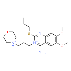 ChemSpider 2D Image | 4-Amino-6,7-dimethoxy-3-[3-(morpholin-4-ium-4-yl)propyl]-2-(propylsulfanyl)quinazolin-3-ium | C20H32N4O3S