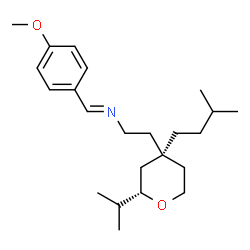 ChemSpider 2D Image | (E)-N-{2-[(2S,4S)-2-Isopropyl-4-(3-methylbutyl)tetrahydro-2H-pyran-4-yl]ethyl}-1-(4-methoxyphenyl)methanimine | C23H37NO2