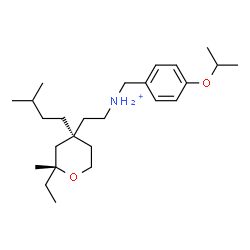 ChemSpider 2D Image | 2-[(2R,4S)-2-Ethyl-2-methyl-4-(3-methylbutyl)tetrahydro-2H-pyran-4-yl]-N-(4-isopropoxybenzyl)ethanaminium | C25H44NO2