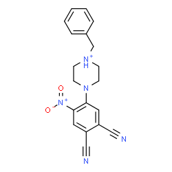 ChemSpider 2D Image | 1-Benzyl-4-(4,5-dicyano-2-nitrophenyl)piperazin-1-ium | C19H18N5O2
