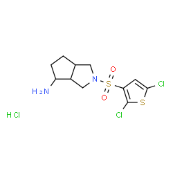 ChemSpider 2D Image | 2-[(2,5-Dichloro-3-thienyl)sulfonyl]octahydrocyclopenta[c]pyrrol-4-amine hydrochloride (1:1) | C11H15Cl3N2O2S2