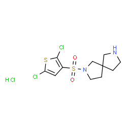 ChemSpider 2D Image | 2-[(2,5-Dichloro-3-thienyl)sulfonyl]-2,7-diazaspiro[4.4]nonane hydrochloride (1:1) | C11H15Cl3N2O2S2