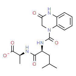 ChemSpider 2D Image | (2S)-2-({N-[(3-Oxo-3,4-dihydro-1(2H)-quinoxalinyl)carbonyl]-L-leucyl}amino)propanoate | C18H23N4O5