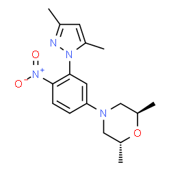 ChemSpider 2D Image | (2R,6R)-4-[3-(3,5-Dimethyl-1H-pyrazol-1-yl)-4-nitrophenyl]-2,6-dimethylmorpholine | C17H22N4O3