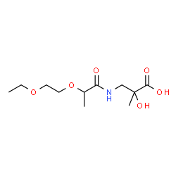ChemSpider 2D Image | 3-{[2-(2-Ethoxyethoxy)propanoyl]amino}-2-hydroxy-2-methylpropanoic acid | C11H21NO6