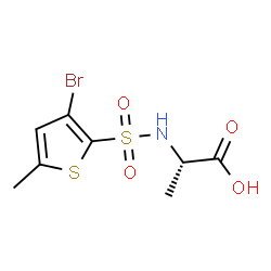 ChemSpider 2D Image | N-[(3-Bromo-5-methyl-2-thienyl)sulfonyl]-L-alanine | C8H10BrNO4S2