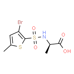 ChemSpider 2D Image | N-[(3-Bromo-5-methyl-2-thienyl)sulfonyl]-D-alanine | C8H10BrNO4S2