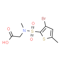ChemSpider 2D Image | N-[(3-Bromo-5-methyl-2-thienyl)sulfonyl]-N-methylglycine | C8H10BrNO4S2