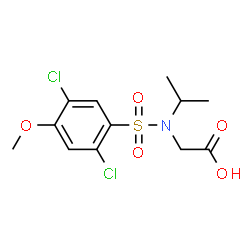 ChemSpider 2D Image | N-[(2,5-Dichloro-4-methoxyphenyl)sulfonyl]-N-isopropylglycine | C12H15Cl2NO5S