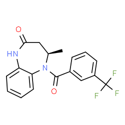 ChemSpider 2D Image | (4R)-4-Methyl-5-[3-(trifluoromethyl)benzoyl]-1,3,4,5-tetrahydro-2H-1,5-benzodiazepin-2-one | C18H15F3N2O2