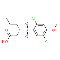 ChemSpider 2D Image | N-[(2,5-Dichloro-4-methoxyphenyl)sulfonyl]-N-propylglycine | C12H15Cl2NO5S