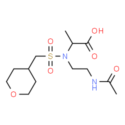 ChemSpider 2D Image | N-(2-Acetamidoethyl)-N-[(tetrahydro-2H-pyran-4-ylmethyl)sulfonyl]alanine | C13H24N2O6S