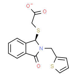 ChemSpider 2D Image | {[(1R)-3-Oxo-2-(2-thienylmethyl)-2,3-dihydro-1H-isoindol-1-yl]sulfanyl}acetate | C15H12NO3S2